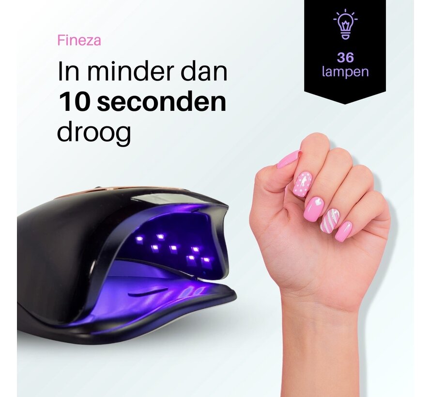 Fineza Lampe UV pour ongles en gel - Séchoir à ongles LED - Séchoir à ongles pour vernis en gel - Lampe à ongles - Noir