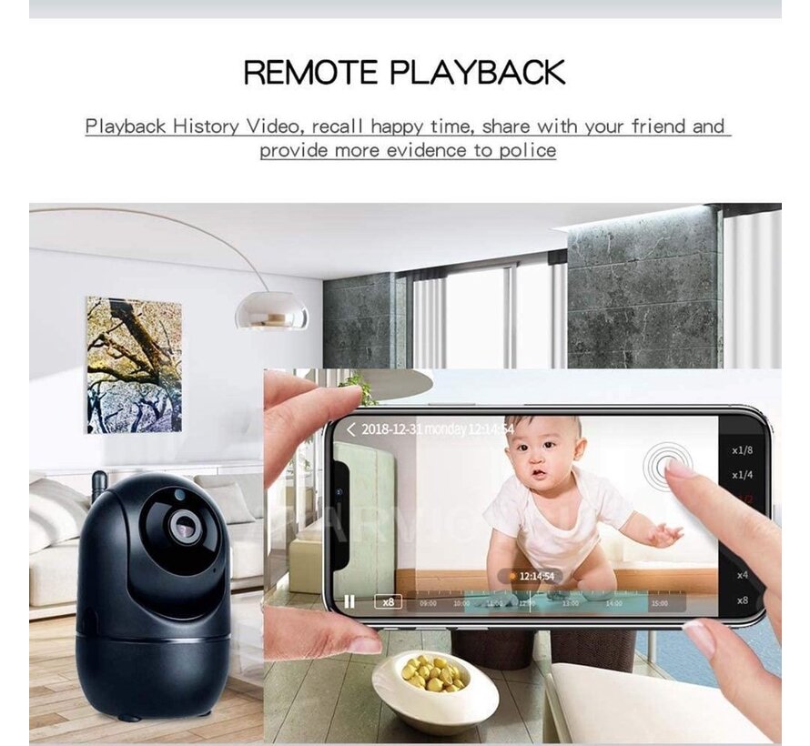 Caméra intérieure IP - Fuegobird  - 1080P - Caméra de sécurité - Caméra pour animaux - Caméra pour bébés - Compatible avec WIFI 2.4G/5G - Détection de mouvement et de son - Fonctionne avec l'application - Blanc