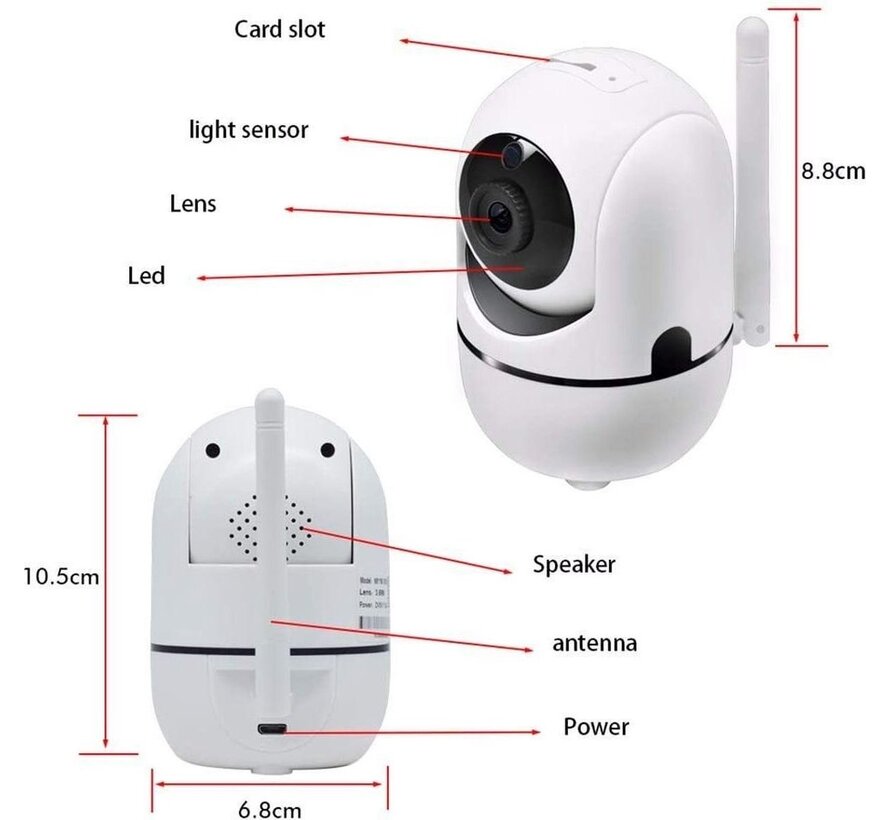 Fuegobird Indoor IP Camera - 1080P - Caméra de sécurité - Caméra pour animaux - Caméra pour bébés - Compatible avec 2.4G/5G WIFI - Détection de mouvement et de son - Fonctionne avec l'application - Blanc