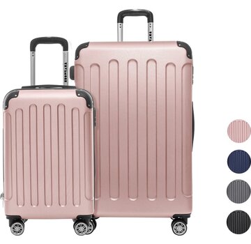 TRVLMORE TRVLMORE Set de valises - 2 pièces - 38L (bagage à main) + 110L - Rose Gold