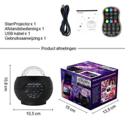 Foumt Foumt Starry - Projecteur d'étoiles - Projecteur Galaxy - Projecteur d'étoiles - Boîte à musique bluetooth & fonction usb - Noir
