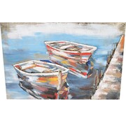 Noach Enseigne murale - 94x64 cm - Peinture métal - 2 bateaux - 3D art Painting Metal