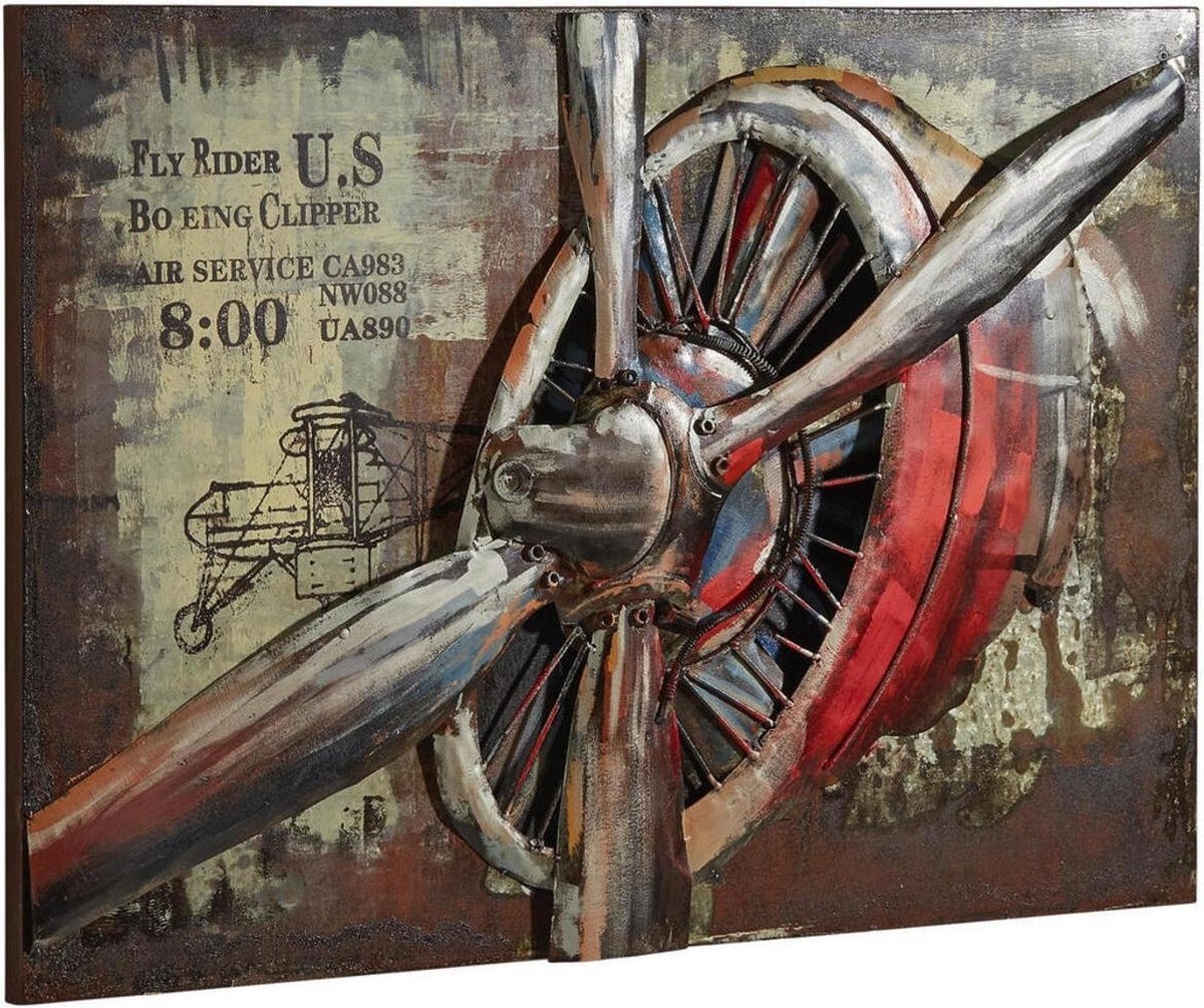 Panneau mural - 94x64 cm - Peinture métal - Avion - 3D art Painting Metal