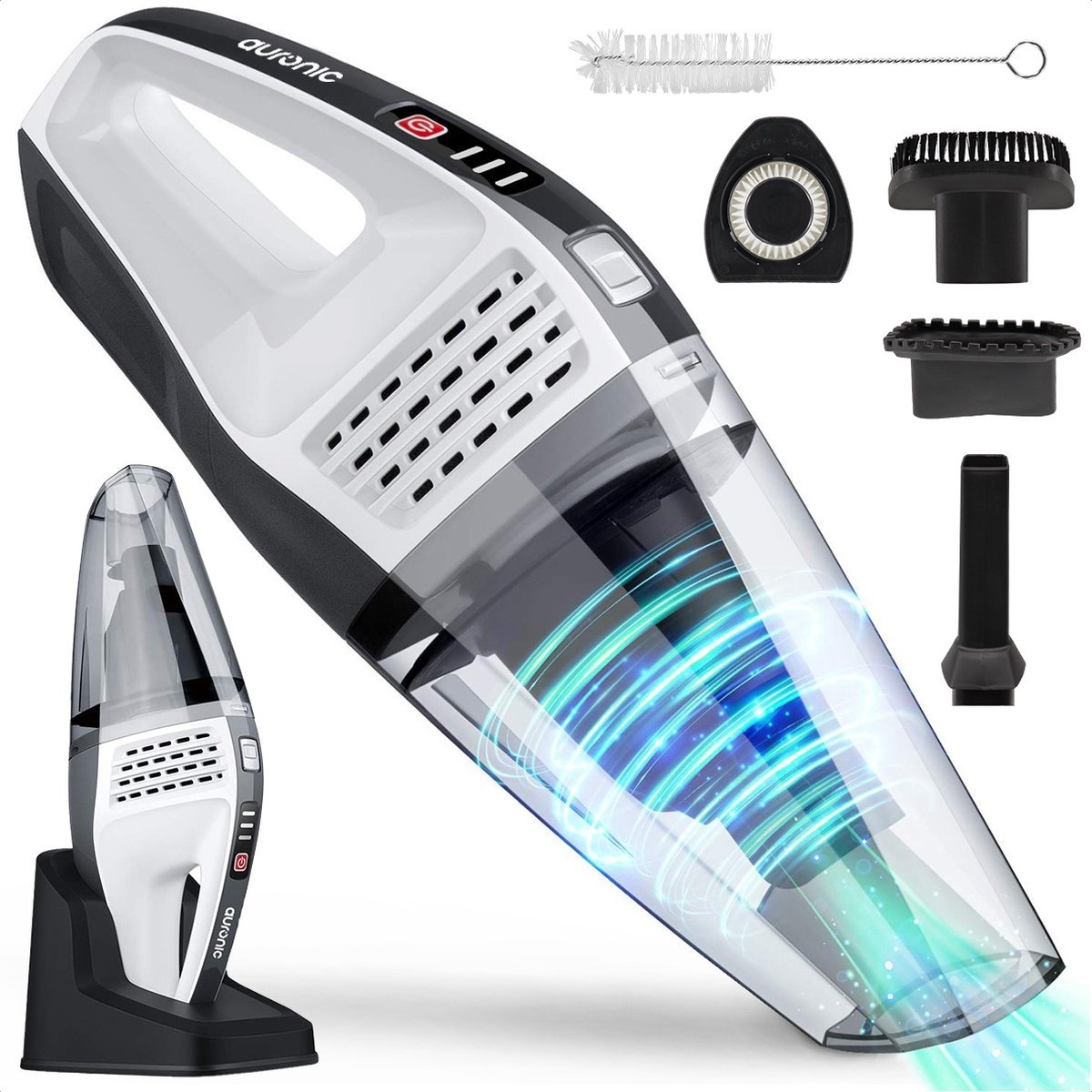 Aspirateur à main Auronic - Sans fil - Filtre HEPA - Gris foncé - Accessoires inclus