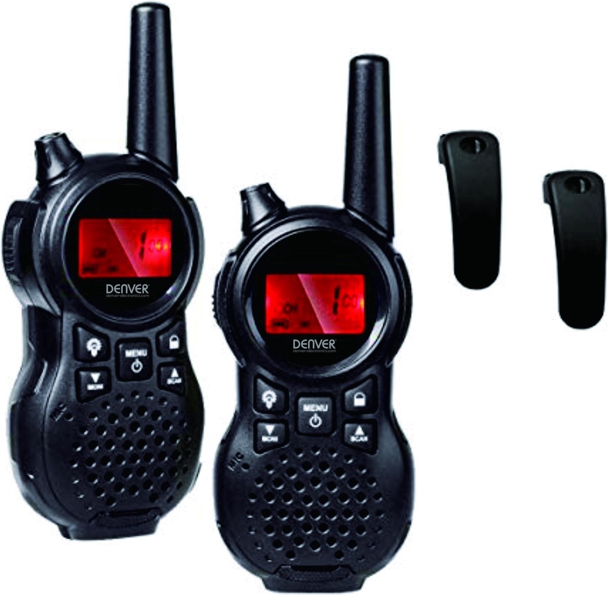 Denver WTA446 Talkie Walkie pour enfants - 5km de portée - 2 unités - 8 canaux - clip ceinture