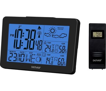 Denver Denver WS-530 Black - Station météo avec fonction alarme - Intérieur et extérieur - Humidimètre - Indicateur de fenêtres ouvertes - Noir