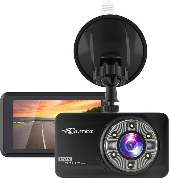 Qumax Dashcam pour voiture - Full HD - Mode parking avec capteur G intégré - Ecran IPS - Objectif grand angle 170° - Vision nocturne