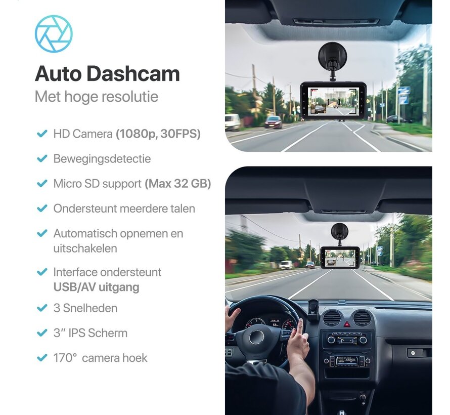 Qumax Dashcam pour voiture - Full HD - Mode parking avec capteur G intégré - Ecran IPS - Objectif grand angle 170° - Vision nocturne