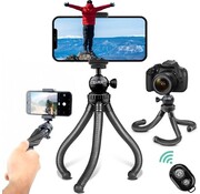 Lurk LURK® 3 in 1 Flexible Octopus Tripod trépied pour smartphone et caméra (d'action) - Comprend une pince pour téléphone et une télécommande bluetooth - 25 cm