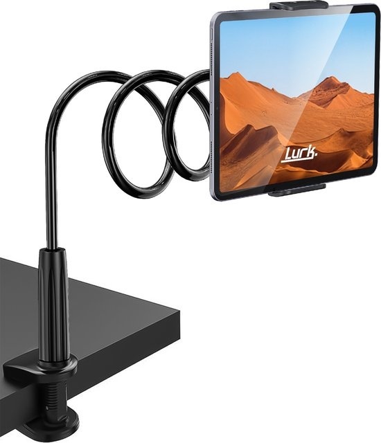 LURK® Porte-tablette flexible et ajustable - Porte-téléphone ergonomique - 70cm de long - 4 à 11 pouces - Universel - Noir