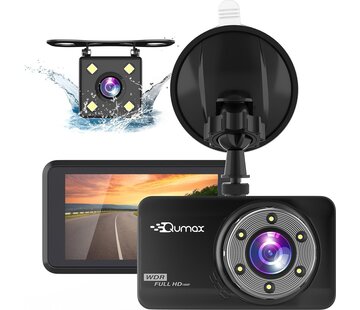 Qumax Caméra de surveillance pour voiture - Qumax - Caméra avant et arrière - Full HD - Mode parking avec capteur G intégré - Vision nocturne