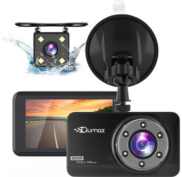 Qumax Caméra de surveillance pour voiture - Qumax - Caméra avant et arrière - Full HD - Mode parking avec capteur G intégré - Vision nocturne