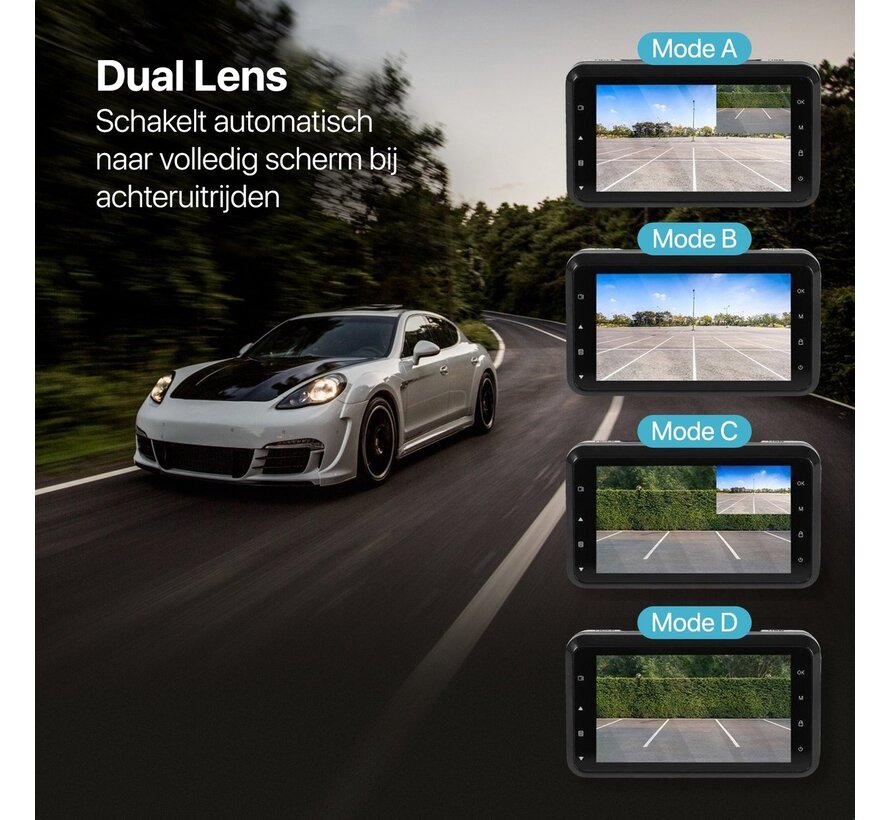 Caméra de surveillance pour voiture - Qumax - Caméra avant et arrière - Full HD - Mode parking avec capteur G intégré - Vision nocturne