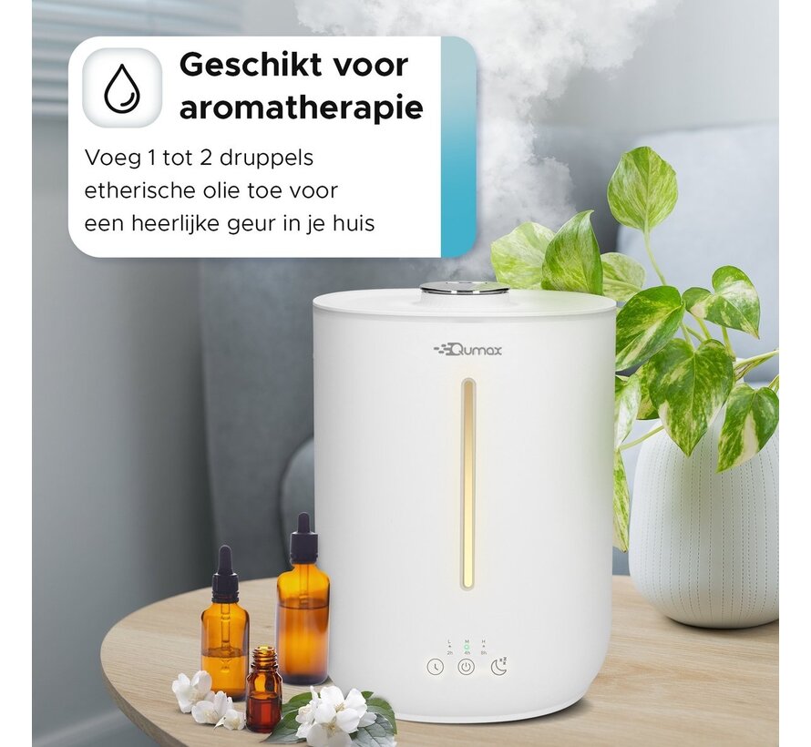 Qumax Humidificateur avec Aromathérapie - Humidificateur - Nébulisateur - Différents niveaux - Design silencieux - 2.8L