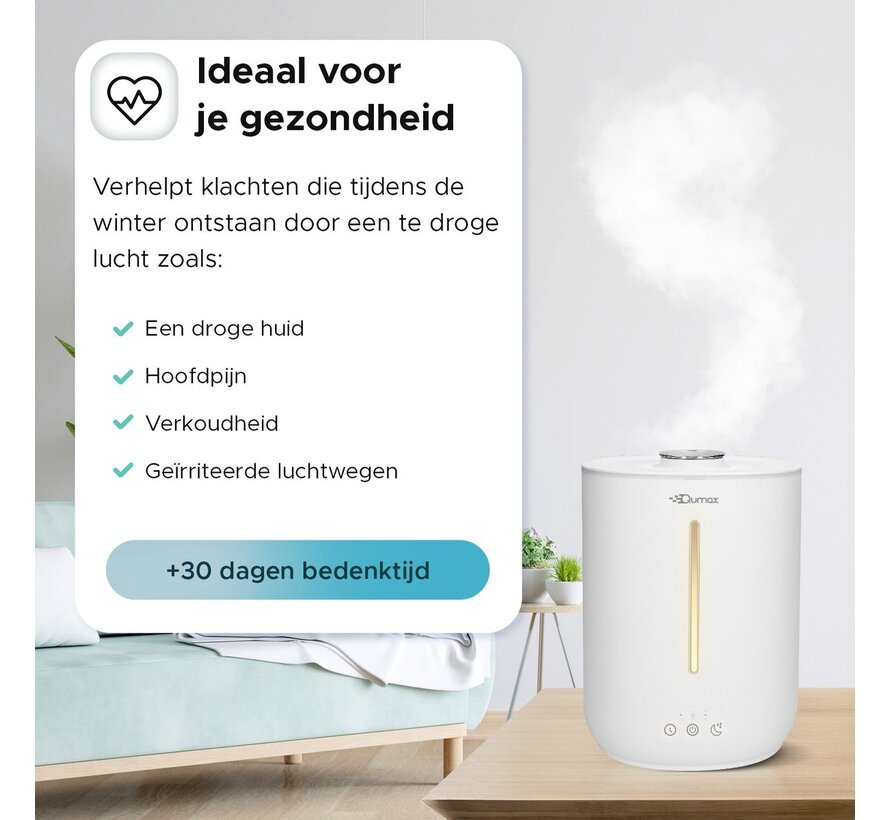 Qumax Humidificateur avec Aromathérapie - Humidificateur - Nébulisateur - Différents niveaux - Design silencieux - 2.8L