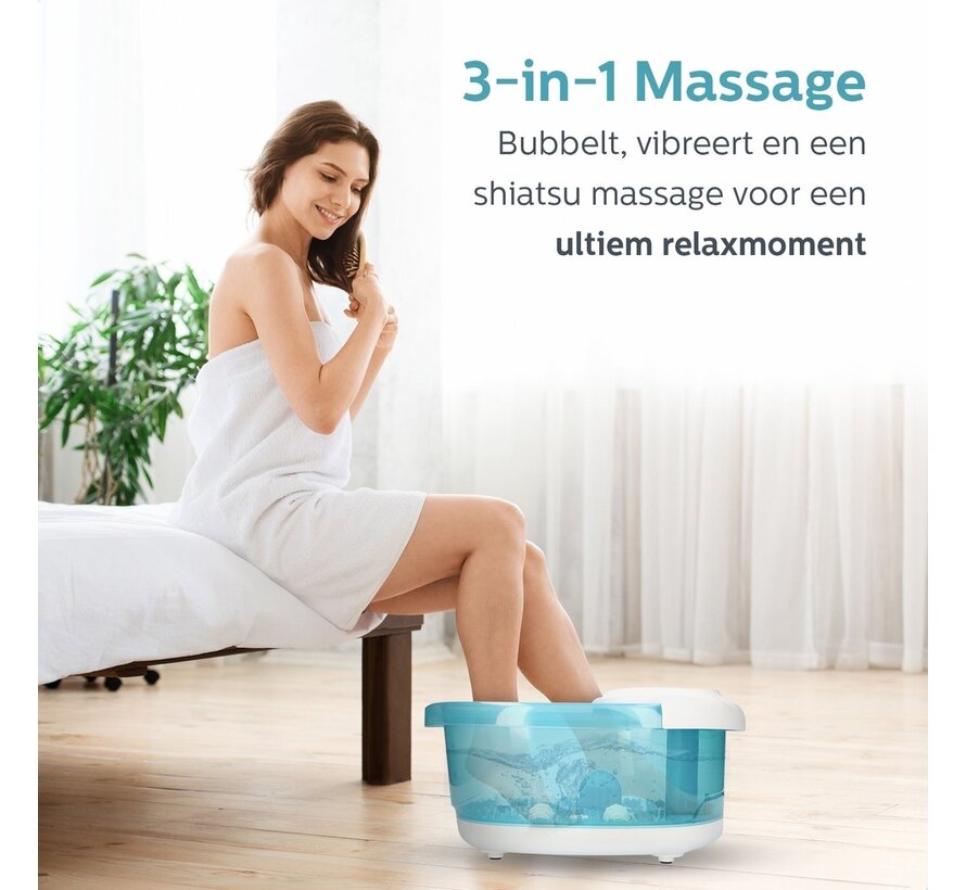 Bain de pieds électrique chauffant - Qumax - avec rouleaux de massage - Massage des pieds avec vibration et bulles - Écran LCD inclus - Jusqu'à 48 degrés Celsius