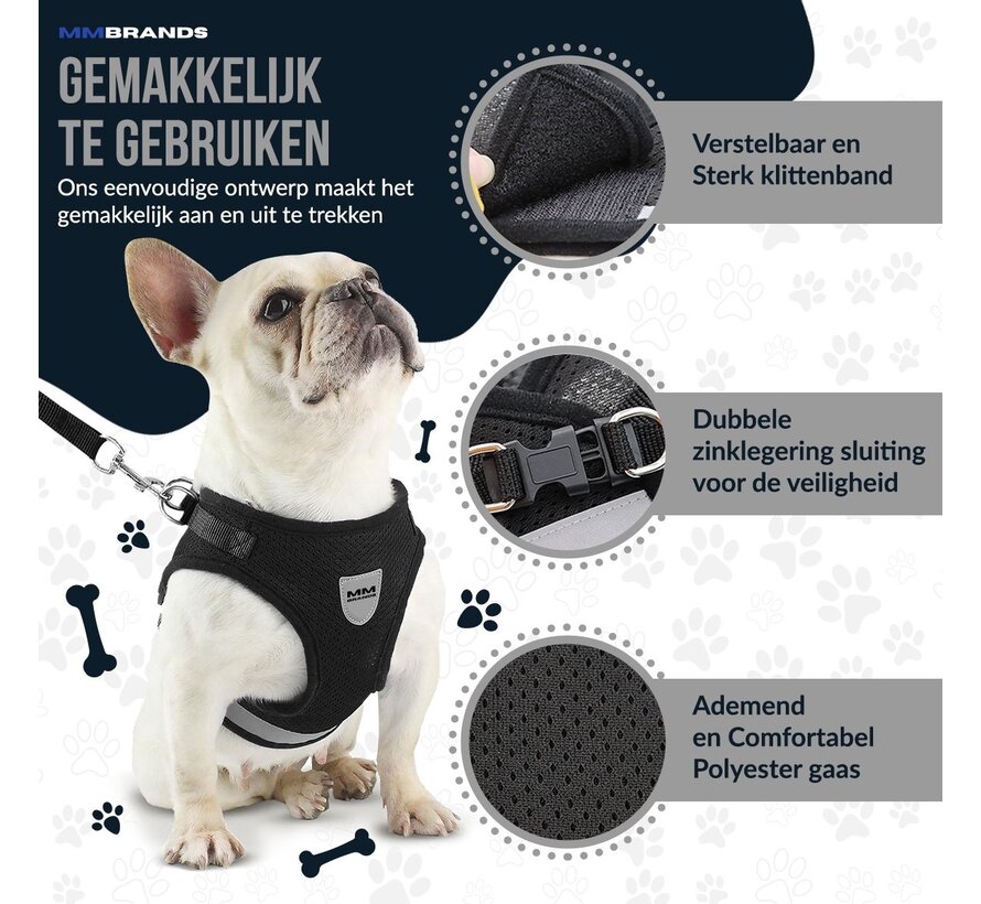 Harnais pour chien MM Brands - Harnais Y - Réfléchissant - Noir