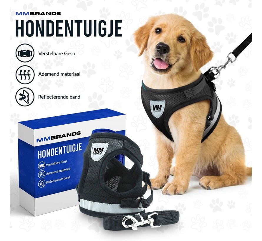 Harnais pour chien MM Brands - Harnais Y - Réfléchissant - Noir