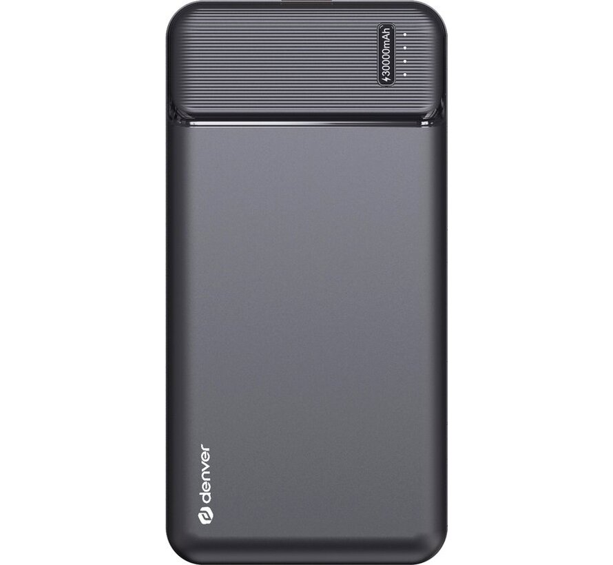 Denver Powerbank 30000 mAh - Avec indicateur de batterie - USB - Micro USB - Powerbank universel pour Apple iPhone / Samsung, entre autres - Noir - PBS30007