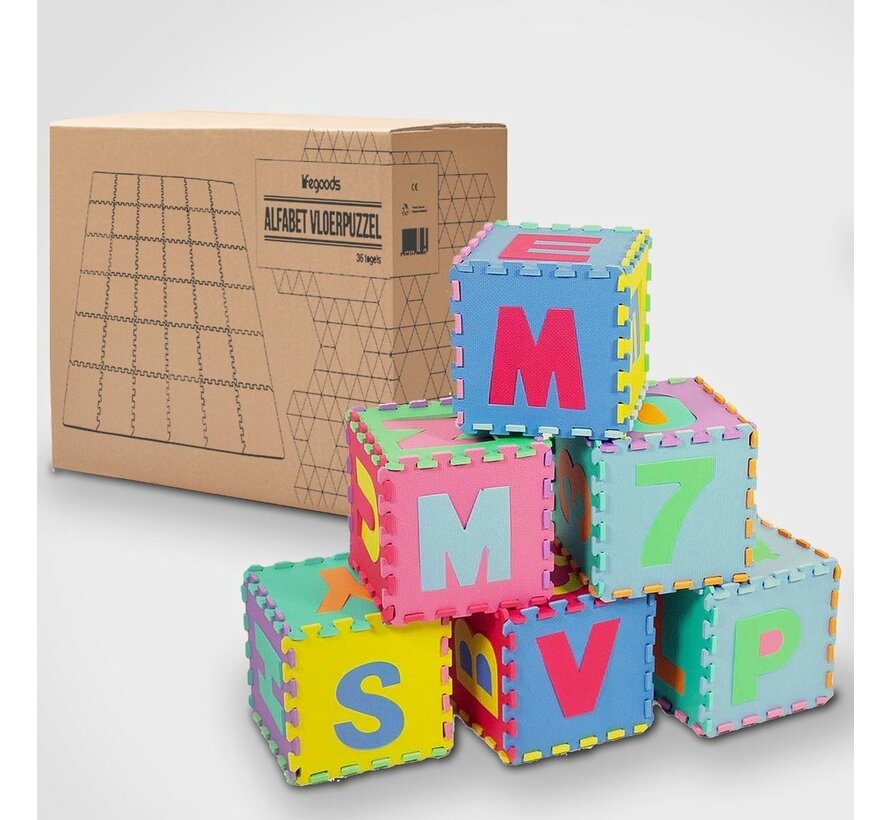 LifeGoods Tapis de jeu XL - Mousse - Pliable - Multicolore - Puzzle 86 pièces - 180x180 cm