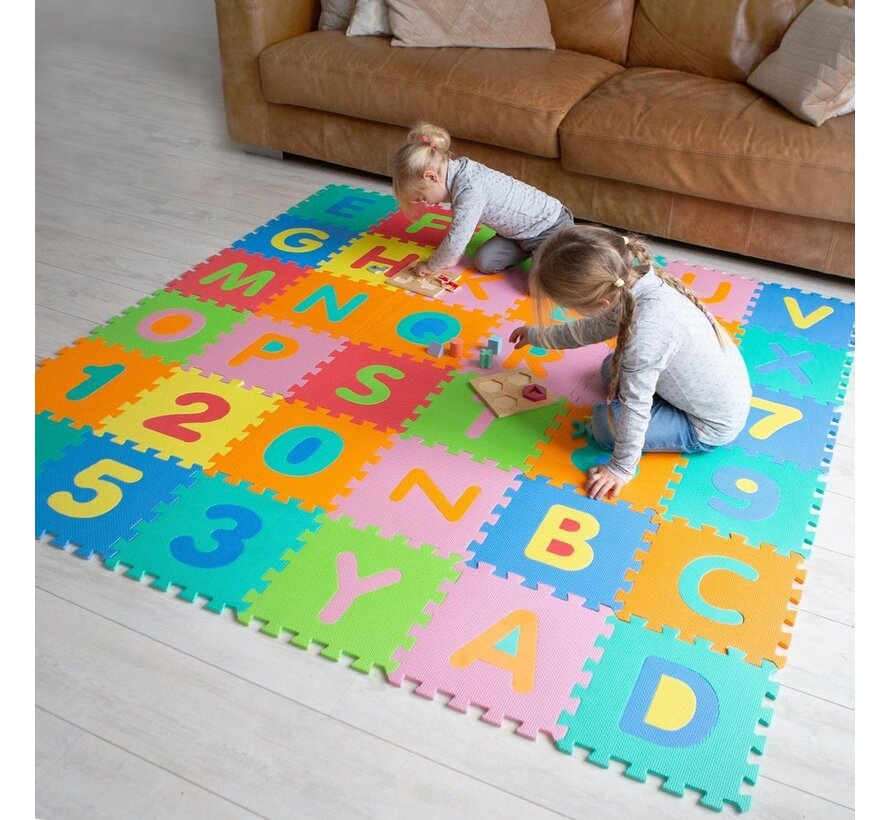 LifeGoods Tapis de jeu XL - Mousse - Pliable - Multicolore - Puzzle 86 pièces - 180x180 cm