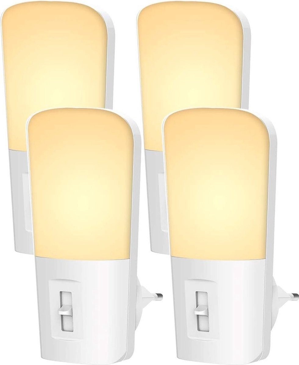 Qumax LED Night Light Socket 4 pcs - Veilleuse dimmable avec capteur - Veilleuse de chambre de bébé - Capteur jour et nuit - Enfants et bébés - Blanc