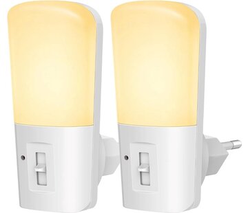 Qumax Qumax LED Night Light Socket 2 pcs - Veilleuse dimmable avec capteur - Veilleuse de chambre de bébé - Capteur jour et nuit - Enfants et bébés - Blanc