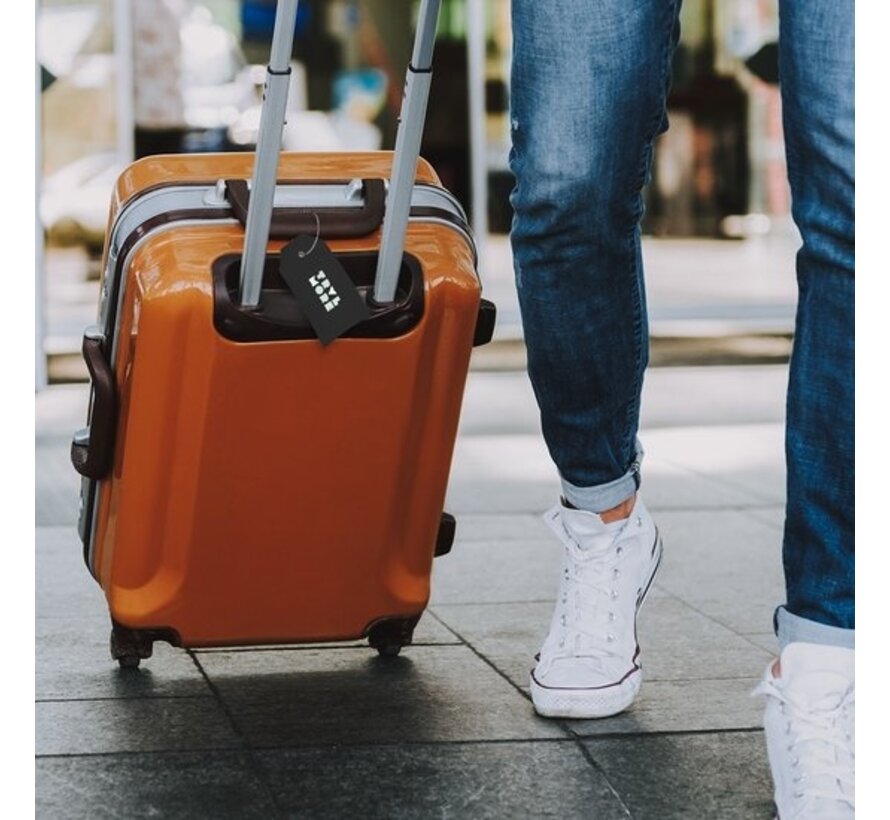 TRVLMORE Etiquette de bagage - Cuir - Pour valises et sacs - 4 pièces - Noir