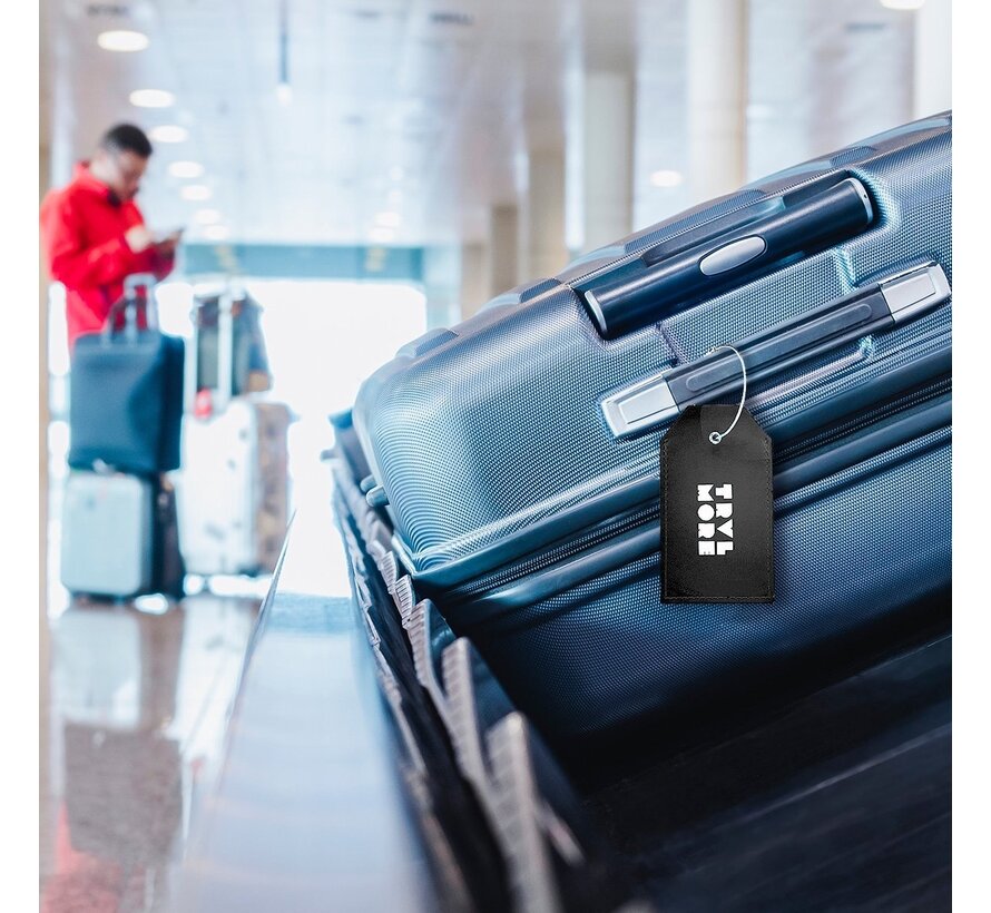 TRVLMORE Etiquette de bagage - Cuir - Pour valises et sacs - 4 pièces - Noir