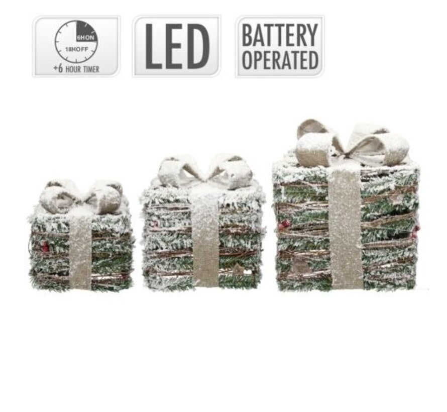 Nampook SET de 2 boîtes cadeaux lumineuses - 40 LED - Hauteur 20 cm - Copy