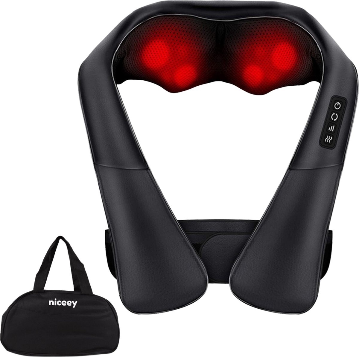 Niceey Coussin de massage Shiatsu - Masseur de cou et de dos chauffant - Noir