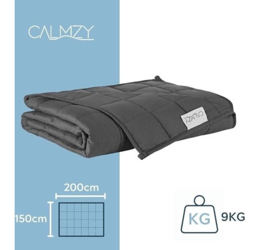 Calmzy 2.0 - Couverture lestée 9 kg - 150 x 200 cm - Gris foncé
