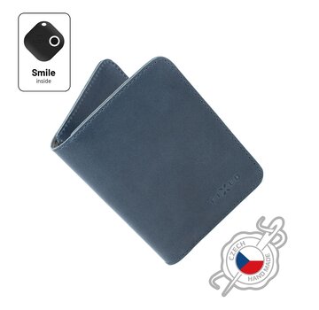 Fixed FIXED- Smile Wallet XL - portefeuille- avec tracker bluetooth Smile PRO - 100% cuir véritable- bleu