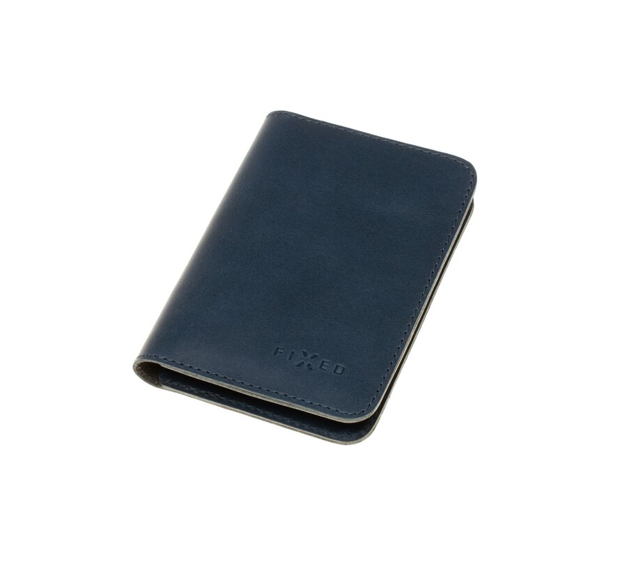 FIXED- Smile Wallet XL - portefeuille- avec tracker bluetooth Smile PRO - 100% cuir véritable- bleu