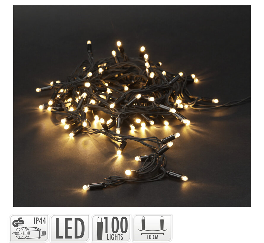 Lumières de Noël 100 Led - Blanc chaud - 9,9 mètres INCL Adaptateur de démarrage