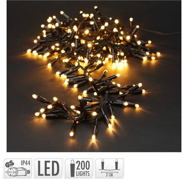 Ambiance Grappe de lumières de Noël 200 Led - Blanc chaud - 4 mètres - Adaptateur de démarrage INCL