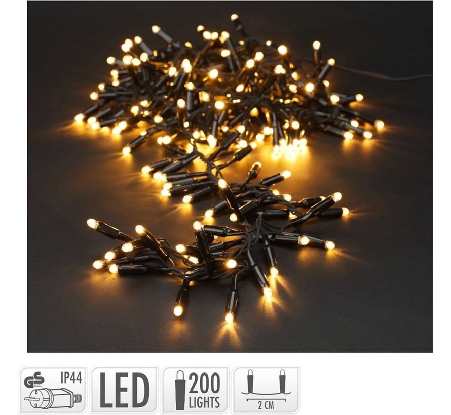 Grappe de lumières de Noël 200 Led - Blanc chaud - 4 mètres - Adaptateur de démarrage INCL