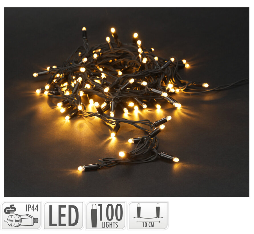 Lumières de Noël 100 Led - Blanc chaud EXTRA - 9,9 mètres INCL Adaptateur de démarrage