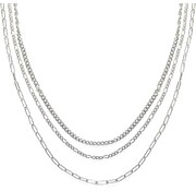 Laura Ferini Laura Ferini Ladies Necklace Collane Dolci Silver- Chaîne à maillons en argent avec 3 couches - plaquée or blanc 18K - Collier - Collier - Bijoux - Accessoires - Collier pour femmes avec 3 couches