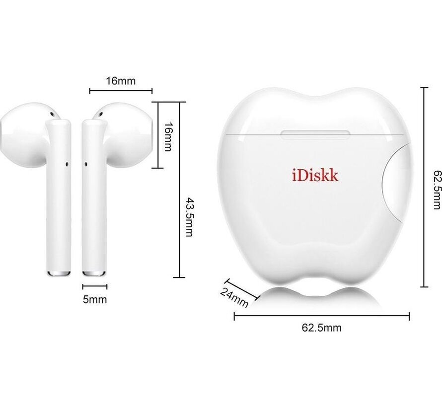 iDiskk i55 Fully Wireless Earbuds Gaming Earbuds- In-ear Bluetooth Wireless - White