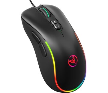 HxSJ HXSJ J300 Souris de jeu optique RVB - 6400 DPI - Noir