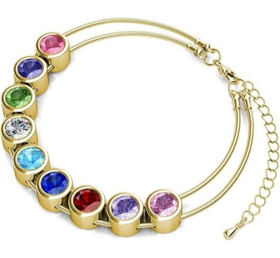 Bracelet pour femme - Yolora - Cristaux de 7 couleurs - Couleur or
