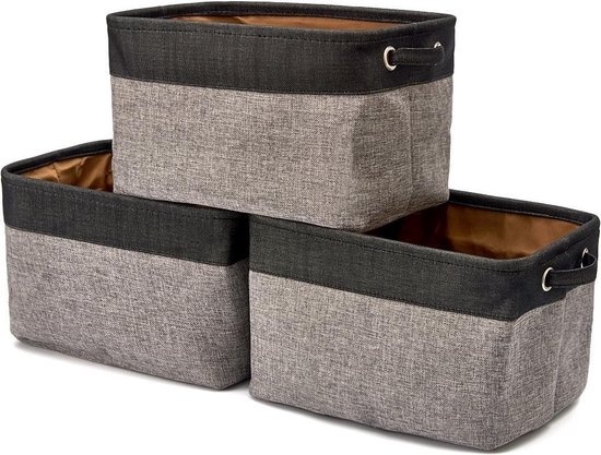 LifeGoods Panier de rangement - 3 pièces - Organiseur de placard - 20 L - Textile - Gris