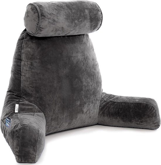 Coussin de lecture avec coussin pour la nuque - Ella® - Coussin de relaxation - Velours Anthracite