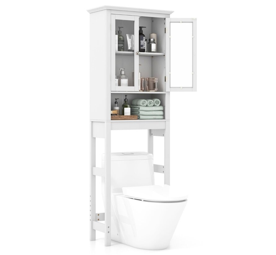 Coast armoire de toilette avec rangement réglable armoire pour machines à laver avec porte en verre 60 x 30 x 173 cm blanc