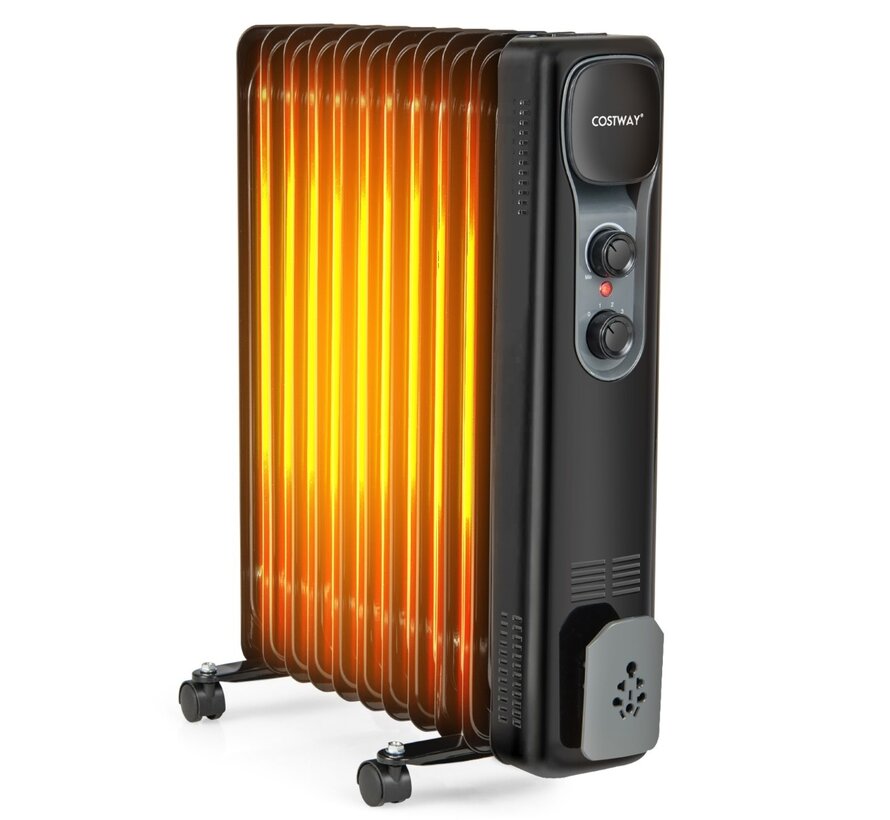 Coast Radiateur électrique portable à huile avec 3 niveaux de chauffage 50 x 24 x 62 cm noir