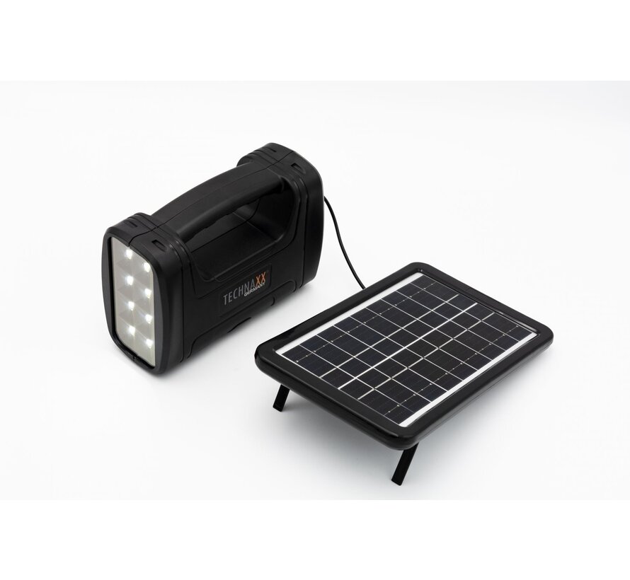 Technaxx kit d'alimentation solaire - rechargeable - 23 x 14 cm - câble de 5m - 3 lampes LED - USB - noir