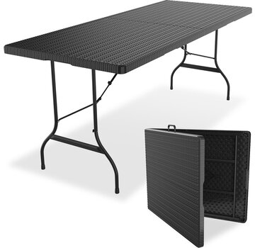 LifeGoods Table pliante - LifeGoods - 180 cm - Table de camping - Table pliante ajustable - 6 à 8 personnes - Noir