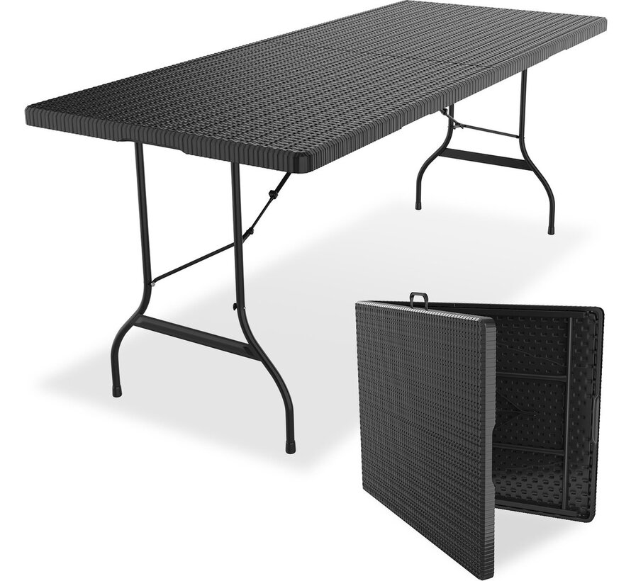 Table pliante - LifeGoods - 180 cm - Table de camping - Table pliante ajustable - 6 à 8 personnes - Noir