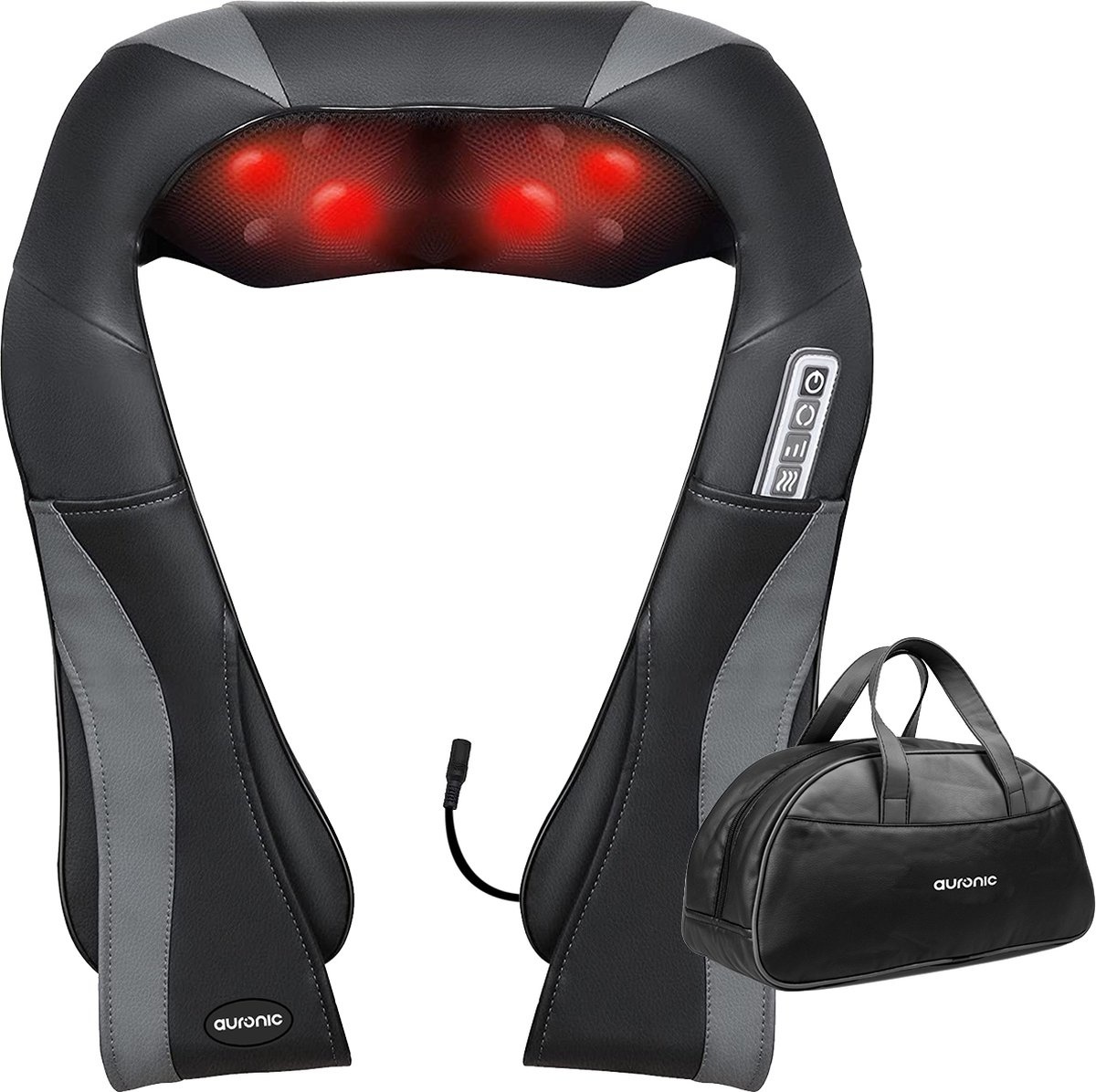 Auronic Appareil de massage shiatsu - Chauffant - Électrique - Housse de transport incluse